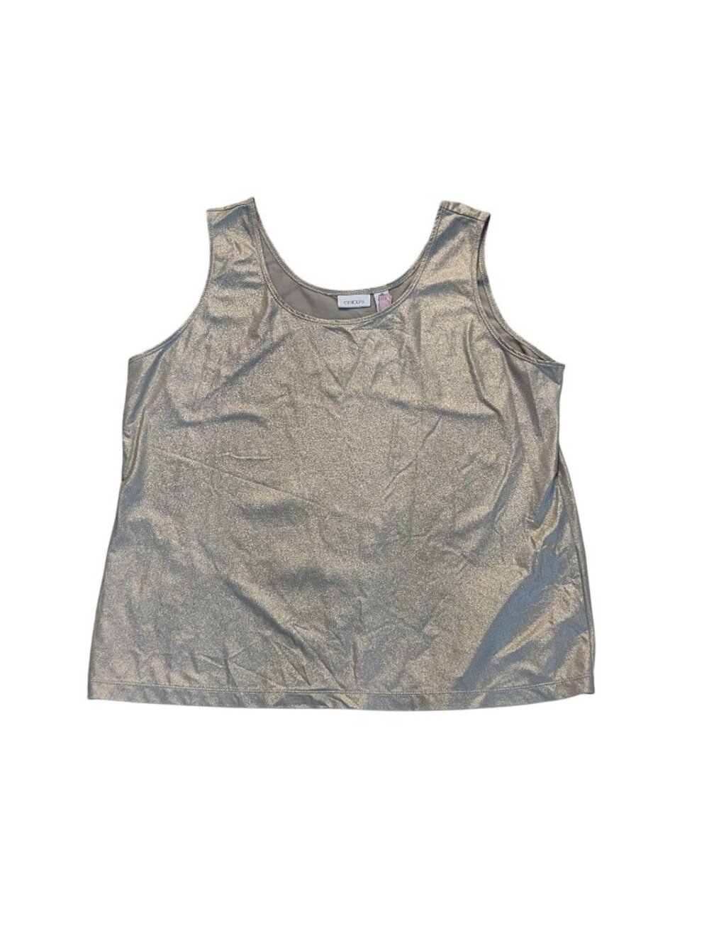 Chico's Gold Shimmer Scoop Neck Sleeveless Tank Top Shell 3 16 18